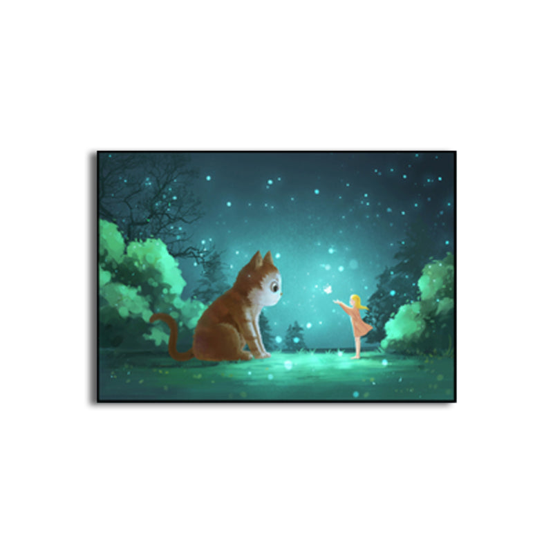 Textured Pastel Color Wrapped Canvas Children's Art Style Animal Pattern Painting Clearhalo 'Art Gallery' 'Canvas Art' 'Kids' Arts' 1809530