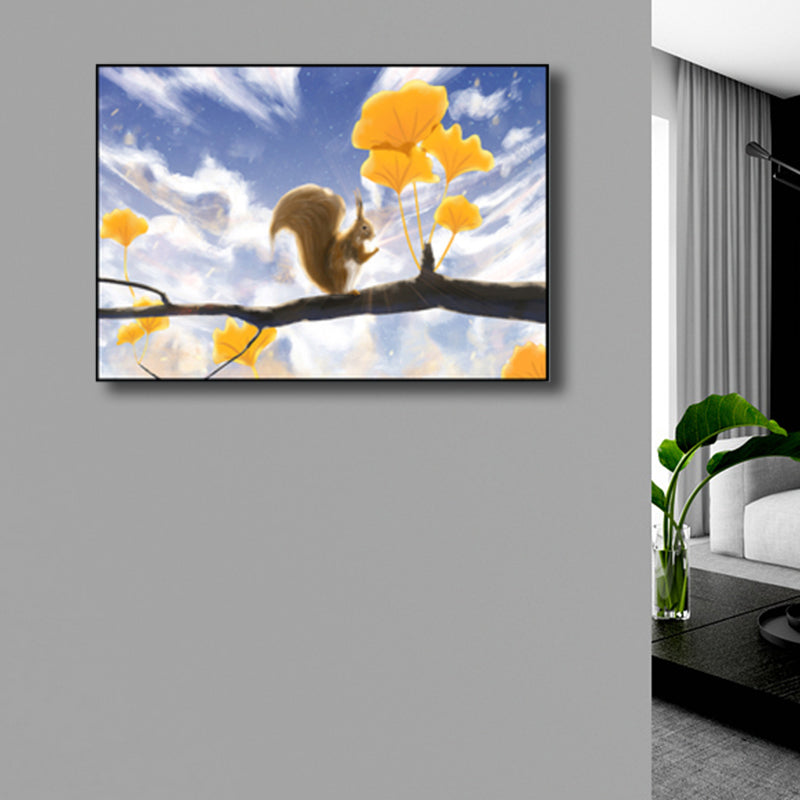 Textured Pastel Color Wrapped Canvas Children's Art Style Animal Pattern Painting Clearhalo 'Art Gallery' 'Canvas Art' 'Kids' Arts' 1809532