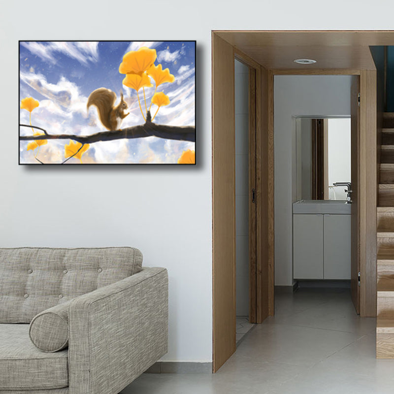 Textured Pastel Color Wrapped Canvas Children's Art Style Animal Pattern Painting Clearhalo 'Art Gallery' 'Canvas Art' 'Kids' Arts' 1809533