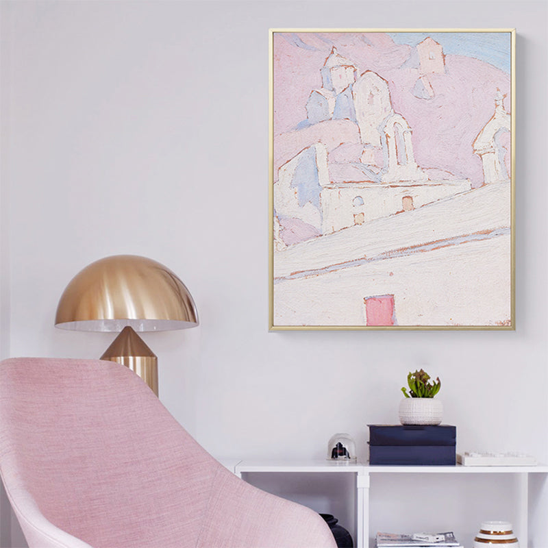 Canvas Textured Wall Art Traditional Painting Print Castle Wall Decor in Soft Color Pink Clearhalo 'Art Gallery' 'Canvas Art' 'Traditional' Arts' 1809543