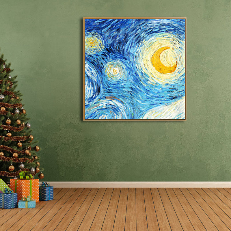 Van Gogh Starry Sky Canvas Art Kids Style Textured Painting Wall Decor for Living Room Clearhalo 'Art Gallery' 'Canvas Art' 'Kids' Arts' 1809566