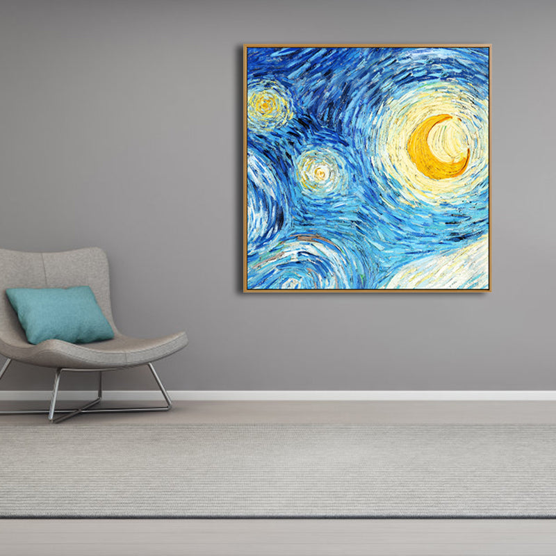 Van Gogh Starry Sky Canvas Art Kids Style Textured Painting Wall Decor for Living Room Clearhalo 'Art Gallery' 'Canvas Art' 'Kids' Arts' 1809567