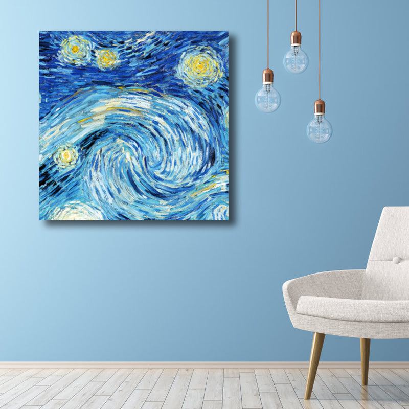 Van Gogh Starry Sky Canvas Art Kids Style Textured Painting Wall Decor for Living Room Clearhalo 'Art Gallery' 'Canvas Art' 'Kids' Arts' 1809577