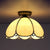 Vintage Scalloped Flush Light Stained Glass 1 Light Flush Mount Light in White/Beige/Blue/Clear/Blue and Clear for Living Room Beige Clearhalo 'Ceiling Lights' 'Close To Ceiling Lights' 'Close to ceiling' 'Glass shade' 'Glass' 'Semi-flushmount' 'Tiffany close to ceiling' 'Tiffany' Lighting' 180957