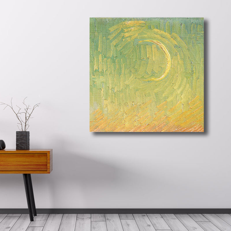Van Gogh Starry Sky Canvas Art Kids Style Textured Painting Wall Decor for Living Room Green Clearhalo 'Art Gallery' 'Canvas Art' 'Kids' Arts' 1809580
