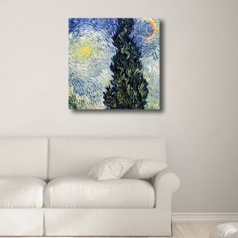 Van Gogh Starry Sky Canvas Art Kids Style Textured Painting Wall Decor for Living Room Clearhalo 'Art Gallery' 'Canvas Art' 'Kids' Arts' 1809589