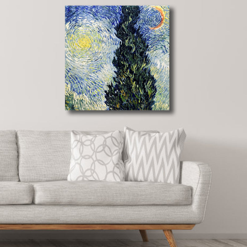 Van Gogh Starry Sky Canvas Art Kids Style Textured Painting Wall Decor for Living Room Clearhalo 'Art Gallery' 'Canvas Art' 'Kids' Arts' 1809590