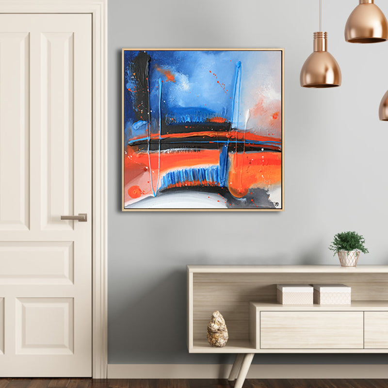 Dark Night Lake Scene Painting Abstract Traditional Textured Canvas Art for Home Clearhalo 'Art Gallery' 'Canvas Art' 'Traditional' Arts' 1809667