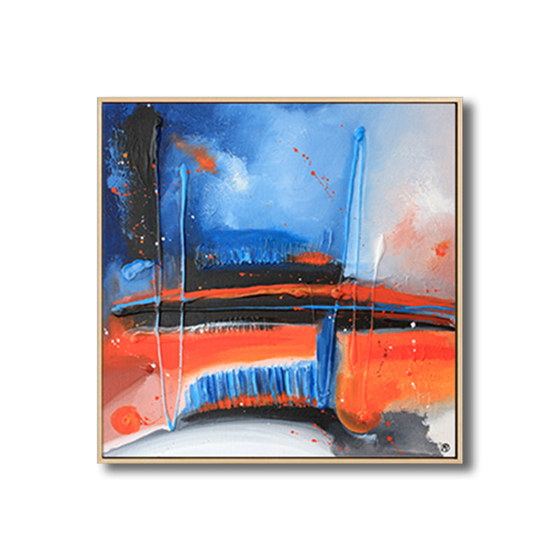 Dark Night Lake Scene Painting Abstract Traditional Textured Canvas Art for Home Clearhalo 'Art Gallery' 'Canvas Art' 'Traditional' Arts' 1809669