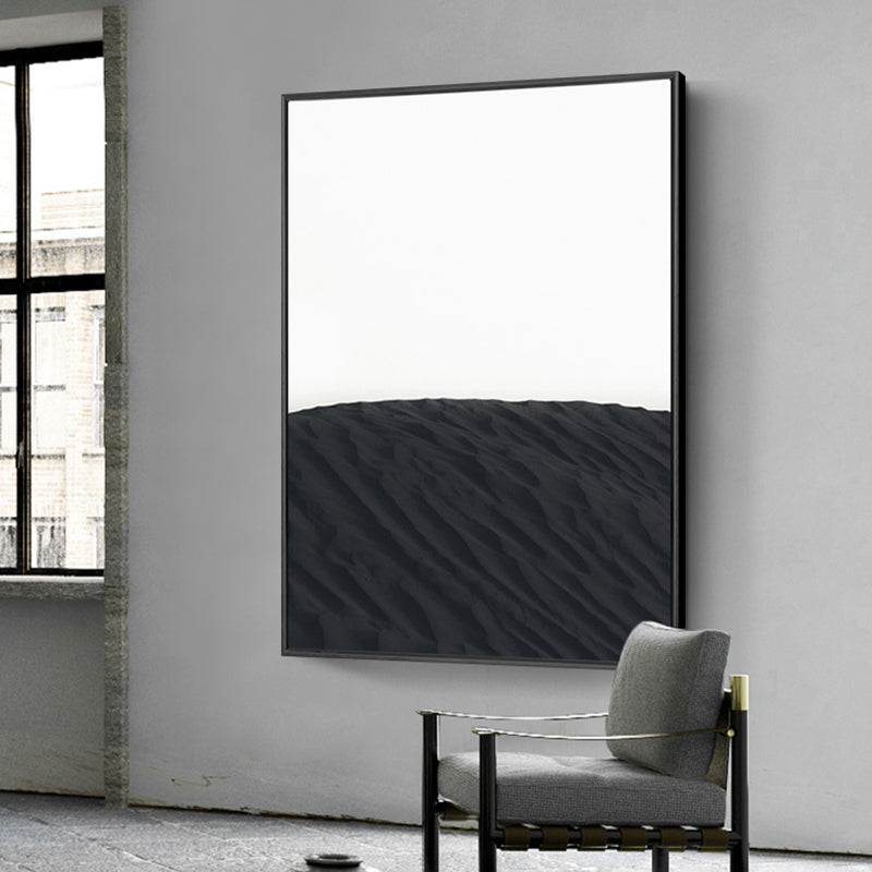 Scandinavian Stylish Hill Scenery Wall Art Decor Black Dining Room Wrapped Canvas Black Clearhalo 'Arts' 'Canvas Art' 1809761