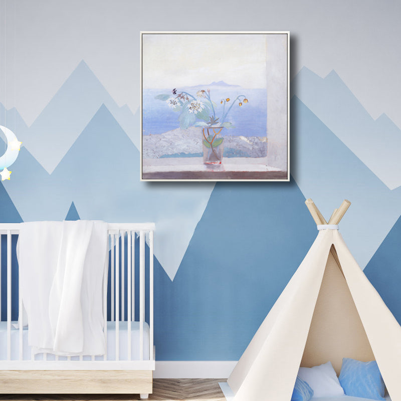 Farmhouse Canvas Wall Art Pastel Color Vase in the Window Painting for Family Room Purple Clearhalo 'Art Gallery' 'Canvas Art' 'Country Art Gallery' 'French Country' 'Rustic' Arts' 1809802