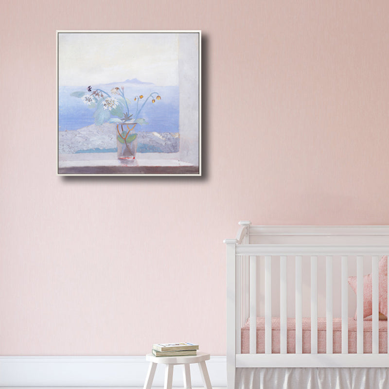 Farmhouse Canvas Wall Art Pastel Color Vase in the Window Painting for Family Room Clearhalo 'Art Gallery' 'Canvas Art' 'Country Art Gallery' 'French Country' 'Rustic' Arts' 1809803