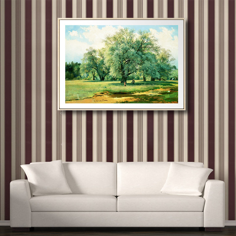 Park Scenery Wall Art Rustic Sunny Spring Canvas Print in Pastel Color for Living Room Green Clearhalo 'Art Gallery' 'Canvas Art' 'Country Art Gallery' 'French Country' 'Rustic' Arts' 1809817