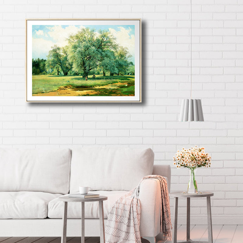 Park Scenery Wall Art Rustic Sunny Spring Canvas Print in Pastel Color for Living Room Clearhalo 'Art Gallery' 'Canvas Art' 'Country Art Gallery' 'French Country' 'Rustic' Arts' 1809818