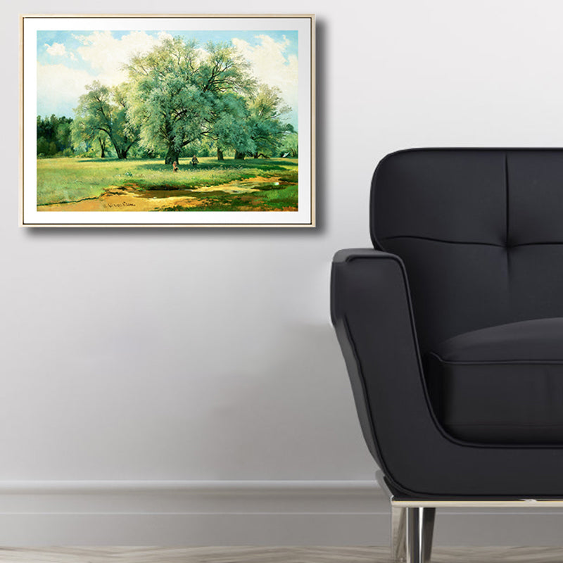 Park Scenery Wall Art Rustic Sunny Spring Canvas Print in Pastel Color for Living Room Clearhalo 'Art Gallery' 'Canvas Art' 'Country Art Gallery' 'French Country' 'Rustic' Arts' 1809819