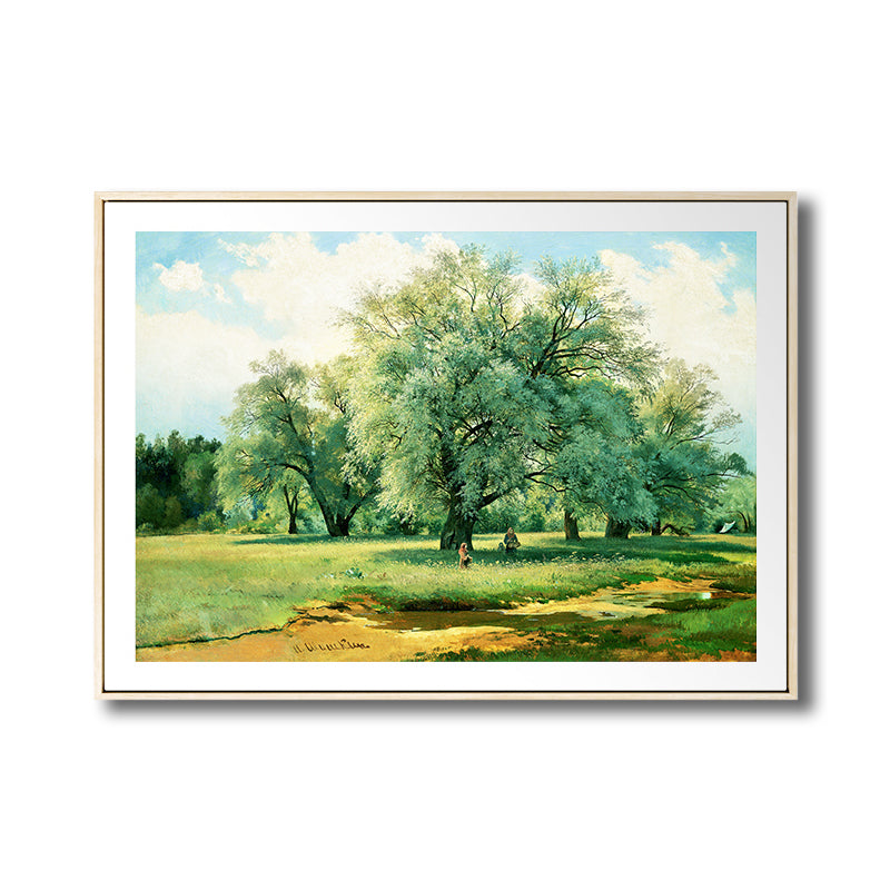 Park Scenery Wall Art Rustic Sunny Spring Canvas Print in Pastel Color for Living Room Clearhalo 'Art Gallery' 'Canvas Art' 'Country Art Gallery' 'French Country' 'Rustic' Arts' 1809820