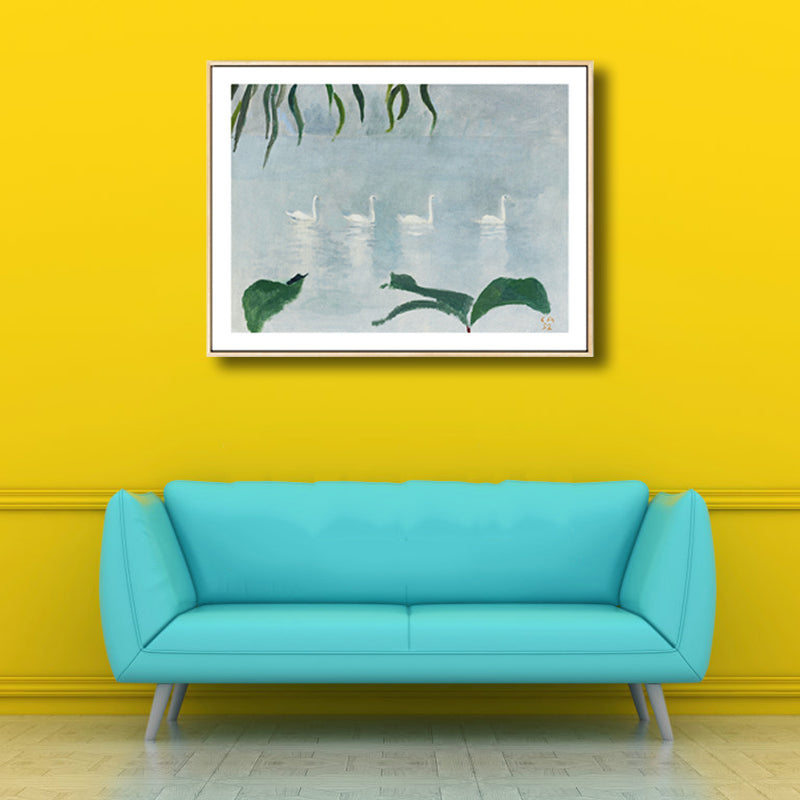 Park Scenery Wall Art Rustic Sunny Spring Canvas Print in Pastel Color for Living Room Clearhalo 'Art Gallery' 'Canvas Art' 'Country Art Gallery' 'French Country' 'Rustic' Arts' 1809822