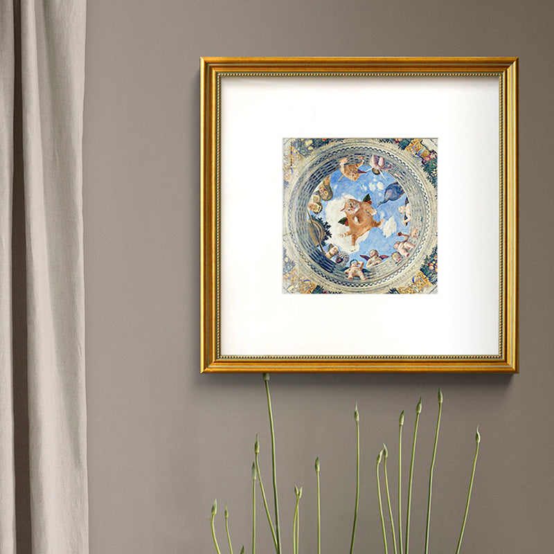 Kids Angel Cat Drawing Canvas Yellow Textured Wall Art Decor for Childrens Bedroom Clearhalo 'Art Gallery' 'Canvas Art' 'Kids' Arts' 1809826