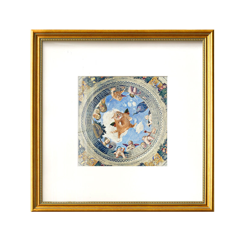 Kids Angel Cat Drawing Canvas Yellow Textured Wall Art Decor for Childrens Bedroom Clearhalo 'Art Gallery' 'Canvas Art' 'Kids' Arts' 1809828