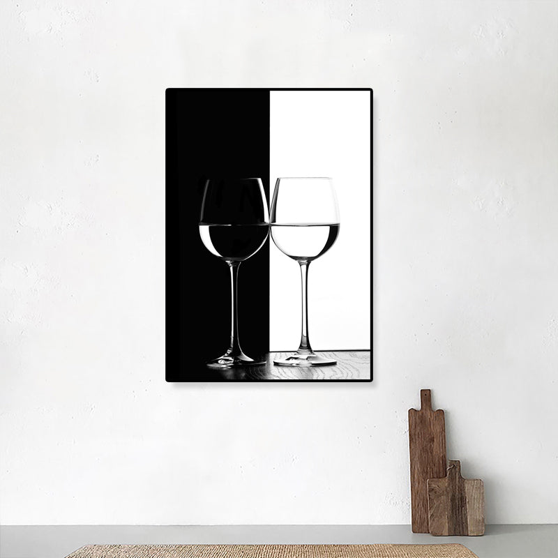 Wine Glasses Wall Art Modern Aesthetics Still Life Canvas Print in Dark Color for Kitchen Clearhalo 'Art Gallery' 'Canvas Art' 'Contemporary Art Gallery' 'Modern' Arts' 1809844