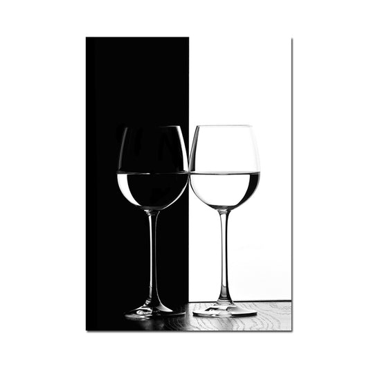 Wine Glasses Wall Art Modern Aesthetics Still Life Canvas Print in Dark Color for Kitchen Clearhalo 'Art Gallery' 'Canvas Art' 'Contemporary Art Gallery' 'Modern' Arts' 1809846
