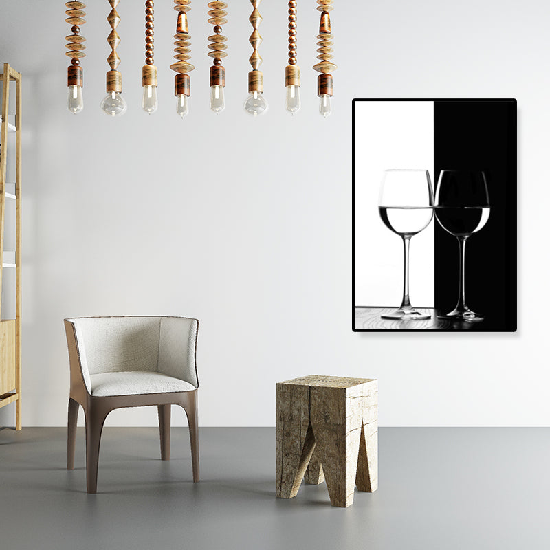 Wine Glasses Wall Art Modern Aesthetics Still Life Canvas Print in Dark Color for Kitchen Clearhalo 'Art Gallery' 'Canvas Art' 'Contemporary Art Gallery' 'Modern' Arts' 1809851