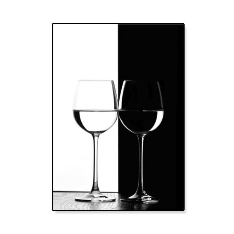 Wine Glasses Wall Art Modern Aesthetics Still Life Canvas Print in Dark Color for Kitchen Clearhalo 'Art Gallery' 'Canvas Art' 'Contemporary Art Gallery' 'Modern' Arts' 1809853