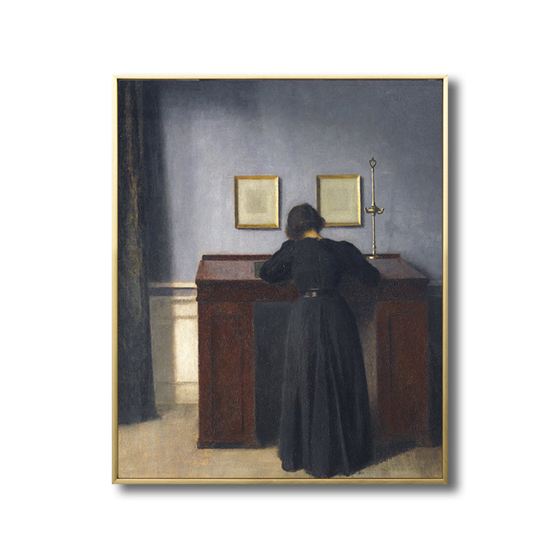 Renaissance Canvas Print Dark Color Painting Back of Woman Wall Art for Living Room Clearhalo 'Arts' 'Canvas Art' 1809873