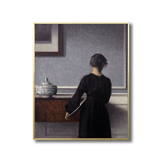 Renaissance Canvas Print Dark Color Painting Back of Woman Wall Art for Living Room Clearhalo 'Arts' 'Canvas Art' 1809881