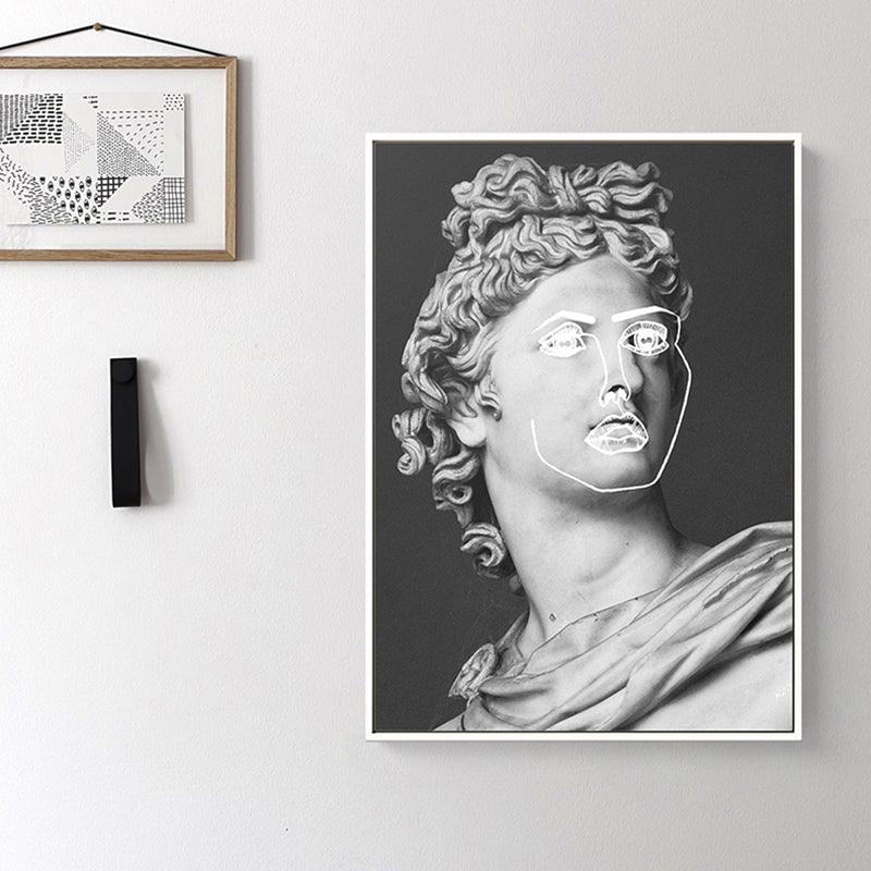 Grey Plaster Greek Statue Art Print Textured Modern Style Living Room Wall Decor Clearhalo 'Arts' 'Canvas Art' 1809893