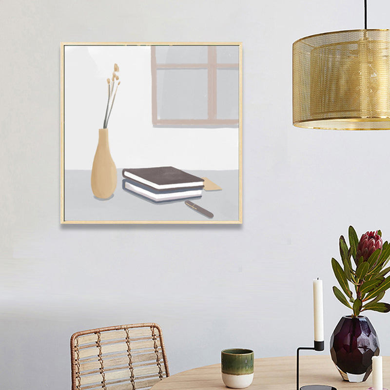 Noordse stijlvolle stilleven canvas zachte kleur gestructureerde muurkunst print voor woonkamer
