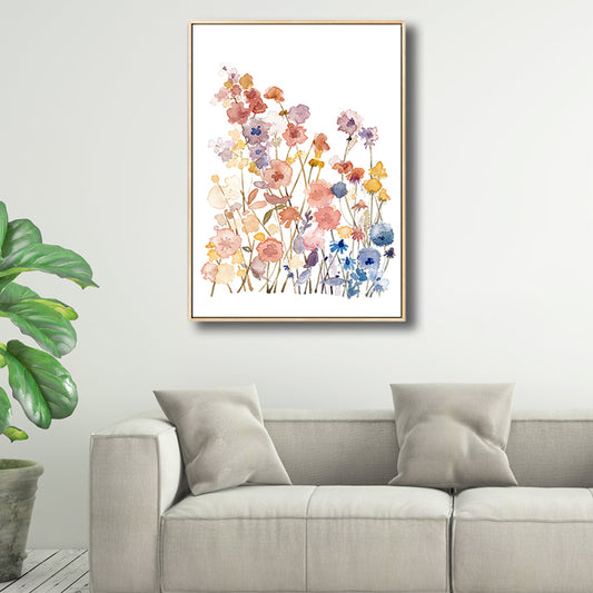 Rustic Flower Blossom Canvas Print Soft Color Living Room Wall Art Decor, Textured Pink