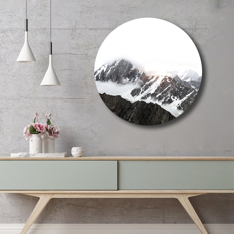 Modern Foggy Mountain Wall Art Canvas Textured Pastel Color Painting for Sitting Room Black Clearhalo 'Art Gallery' 'Canvas Art' 'Contemporary Art Gallery' 'Modern' Arts' 1809986