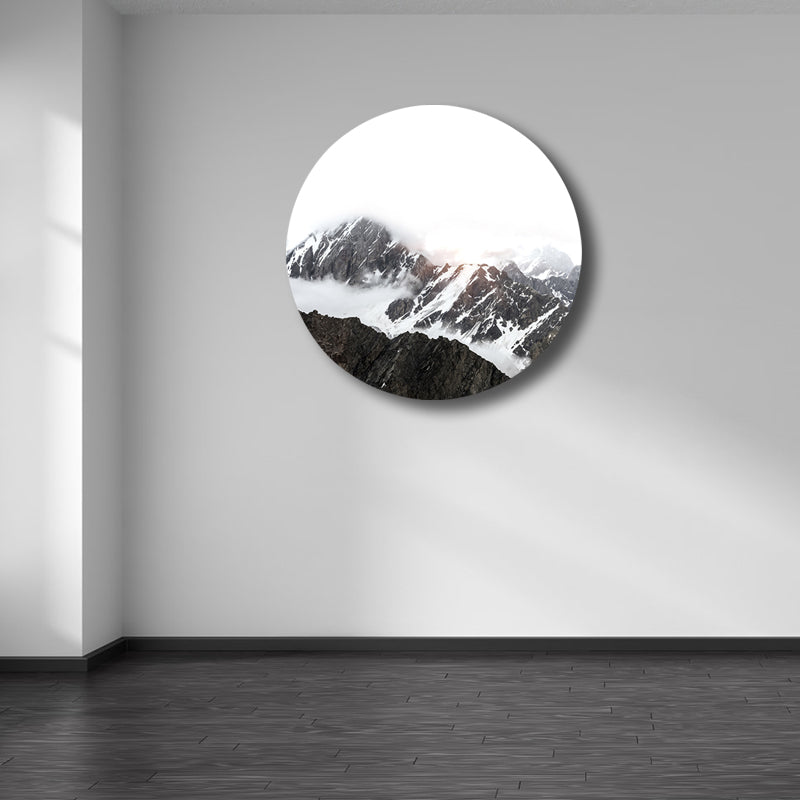 Modern Foggy Mountain Wall Art Canvas Textured Pastel Color Painting for Sitting Room Clearhalo 'Art Gallery' 'Canvas Art' 'Contemporary Art Gallery' 'Modern' Arts' 1809987