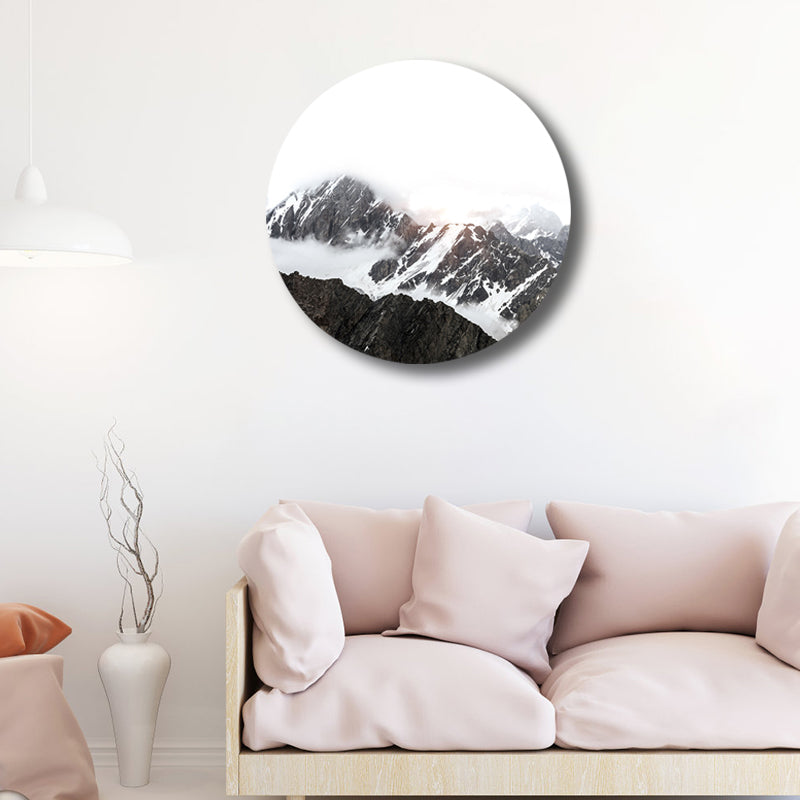 Modern Foggy Mountain Wall Art Canvas Textured Pastel Color Painting for Sitting Room Clearhalo 'Art Gallery' 'Canvas Art' 'Contemporary Art Gallery' 'Modern' Arts' 1809988