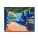 Pintura Impresión Patio de paisaje Backyard Impressionismo Arte de pared de dormitorio texturizado en azul