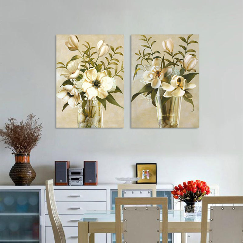 Flower Print Wall Decor Contemporary Textured Bedroom Wrapped Canvas, Multiple Sizes Clearhalo 'Art Gallery' 'Canvas Art' 'Contemporary Art Gallery' 'Modern' Arts' 1809997