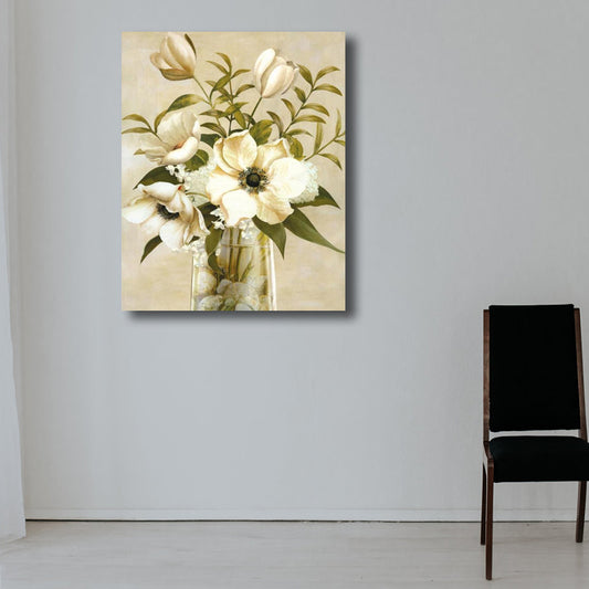Flower Print Wall Decor Contemporary Textured Bedroom Wrapped Canvas, Multiple Sizes Gloss White Clearhalo 'Art Gallery' 'Canvas Art' 'Contemporary Art Gallery' 'Modern' Arts' 1810005