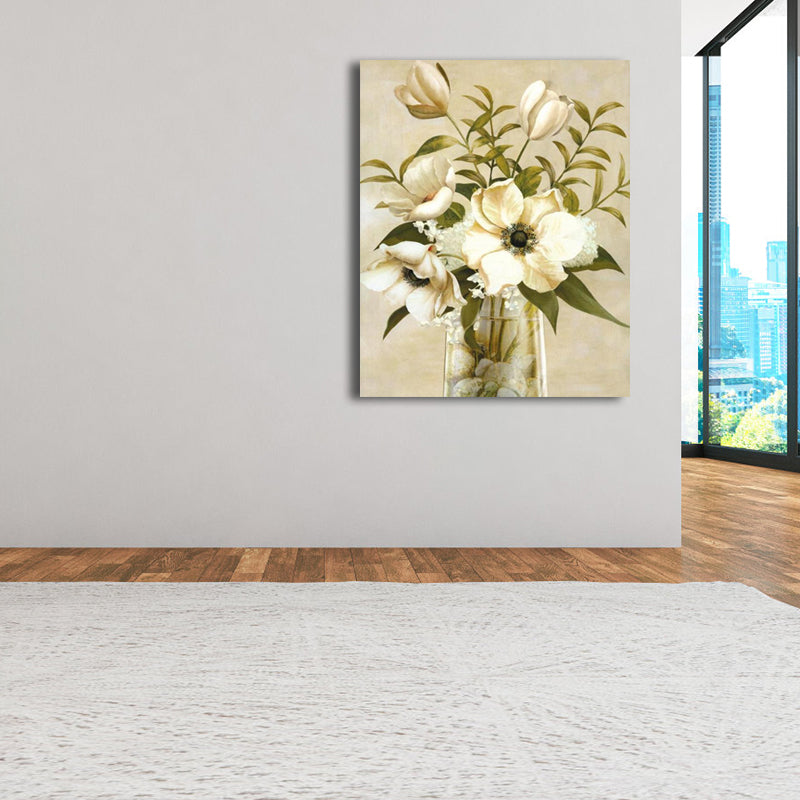 Flower Print Wall Decor Contemporary Textured Bedroom Wrapped Canvas, Multiple Sizes Clearhalo 'Art Gallery' 'Canvas Art' 'Contemporary Art Gallery' 'Modern' Arts' 1810007