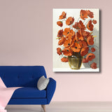 Flower Print Wall Decor Contemporary Textured Bedroom Wrapped Canvas, Multiple Sizes Red