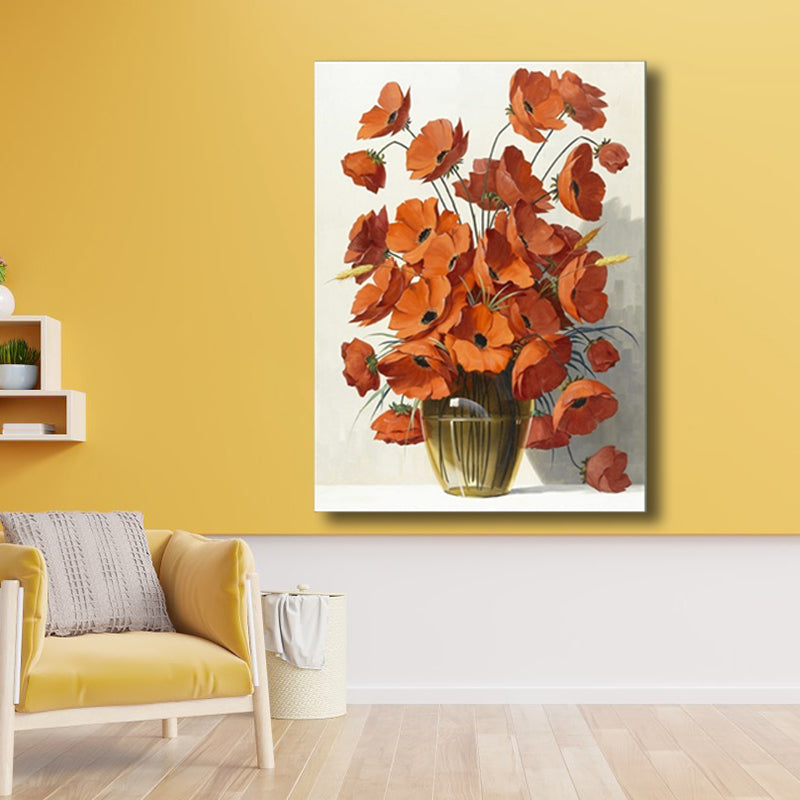 Flower Print Wall Decor Contemporary Textured Bedroom Wrapped Canvas, Multiple Sizes Clearhalo 'Art Gallery' 'Canvas Art' 'Contemporary Art Gallery' 'Modern' Arts' 1810010