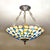 Yellow/Beige Bowl Ceiling Light Retro Style Stained Glass 12"/16"/19.5"/20.5"/23.5" W Semi Flush Light with Jewel Decoration for Bedroom Beige 16" Clearhalo 'Ceiling Lights' 'Close To Ceiling Lights' 'Close to ceiling' 'Glass shade' 'Glass' 'Semi-flushmount' 'Tiffany close to ceiling' 'Tiffany' Lighting' 181002