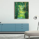 Green Forest Wall Art Decor Scenery Impressionist Textured Canvas Print for Corridor