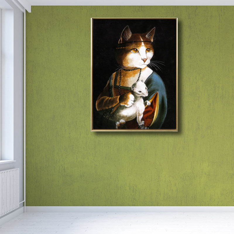 Pop Art Spoof Animal Canvas Print Dark Color Living Room Wall Decor, Multiple Sizes Black Clearhalo 'Arts' 'Canvas Art' 1810122