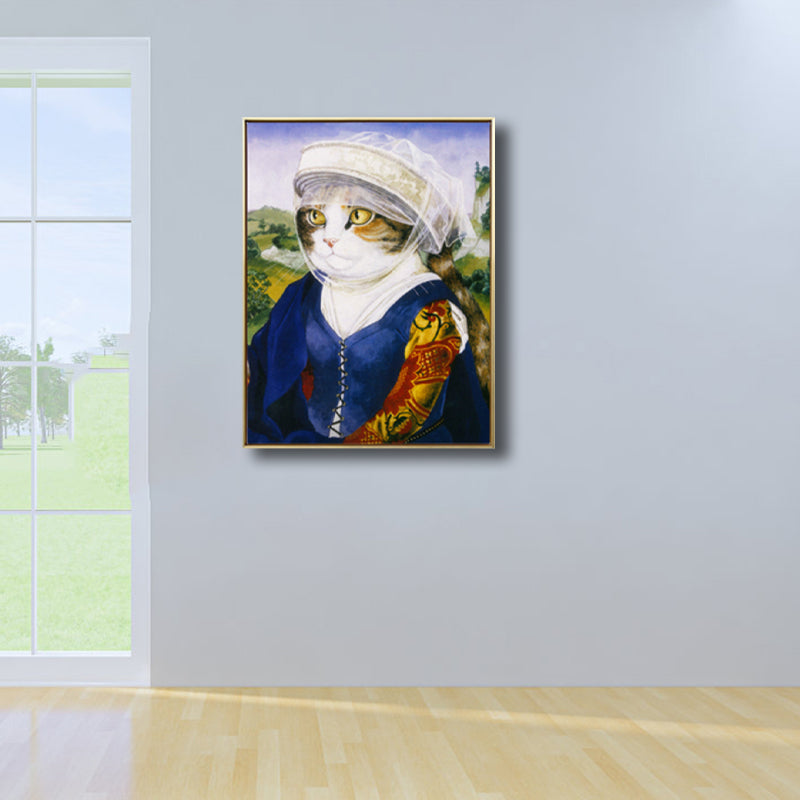 Pop Art Spoof Animal Canvas Print Dark Color Living Room Wall Decor, Multiple Sizes Blue Clearhalo 'Arts' 'Canvas Art' 1810126