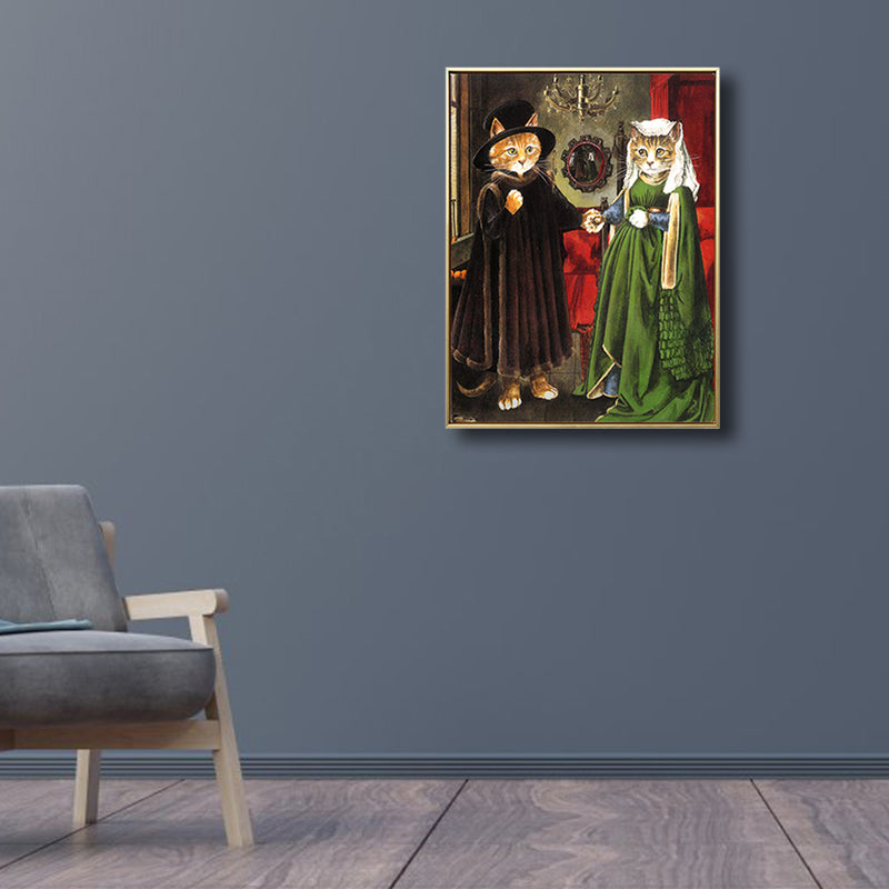 Pop Art Spoof Animal Canvas Print Dark Color Living Room Wall Decor, Multiple Sizes Green Clearhalo 'Arts' 'Canvas Art' 1810130