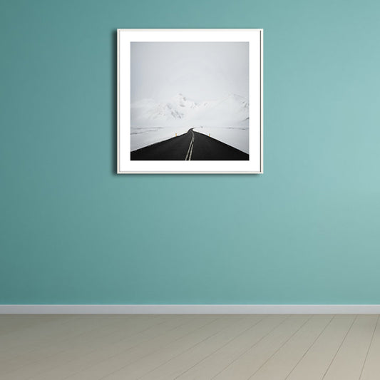 Road to Snow Mountain Canvas Black and White Contemporary Wall Art Print for Room Clearhalo 'Art Gallery' 'Canvas Art' 'Contemporary Art Gallery' 'Modern' Arts' 1810162
