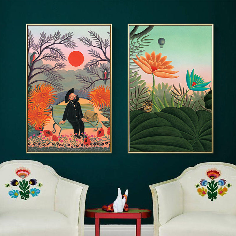 Kids Fantasy Flowers Painting Soft Color Textured Canvas Wall Art for Boys Bedroom Clearhalo 'Art Gallery' 'Canvas Art' 'Kids' Arts' 1810179