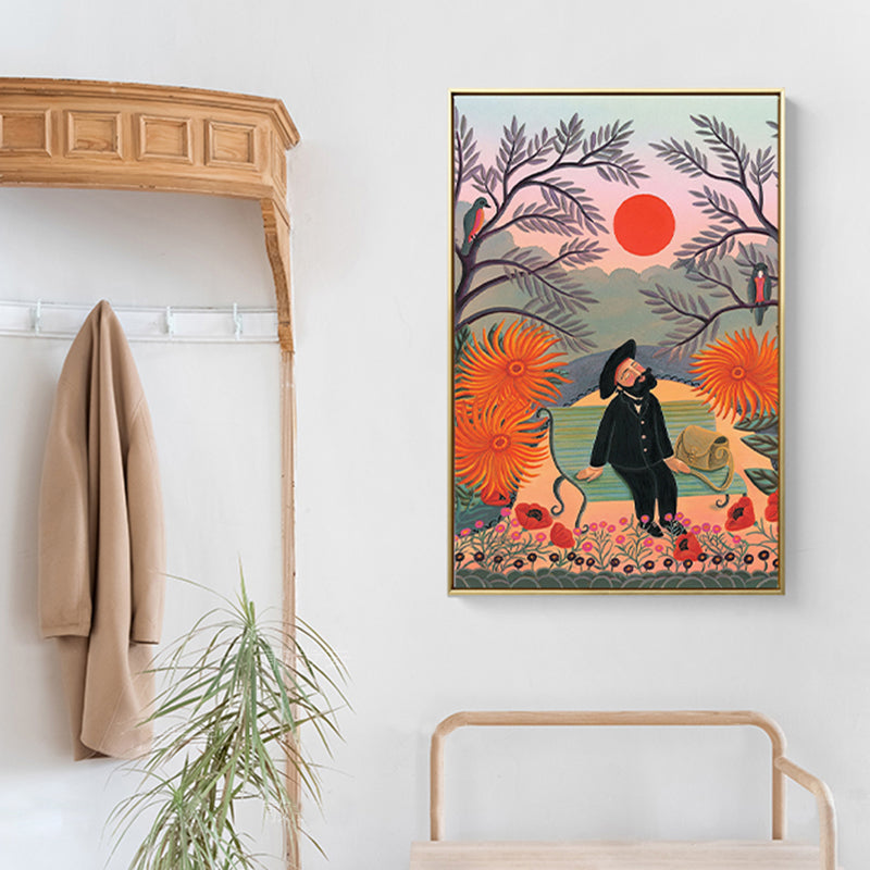 Kids Fantasy Flowers Painting Soft Color Textured Canvas Wall Art for Boys Bedroom Orange Clearhalo 'Art Gallery' 'Canvas Art' 'Kids' Arts' 1810180