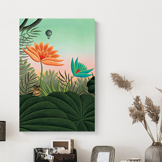 Kids Fantasy Flowers Painting Soft Color Textured Canvas Wall Art for Boys Bedroom Green Clearhalo 'Art Gallery' 'Canvas Art' 'Kids' Arts' 1810186